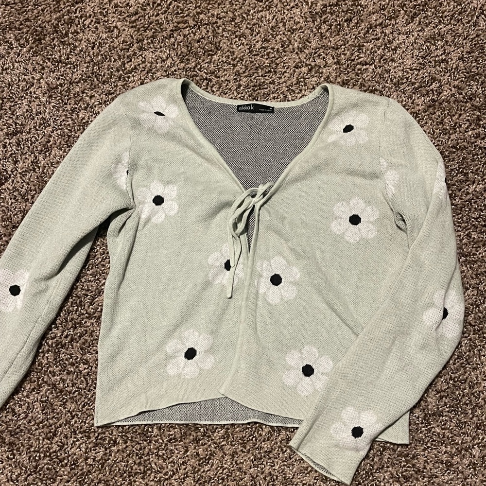 🌱Nikka K Mint Floral Tie-Front Cardigan🌱